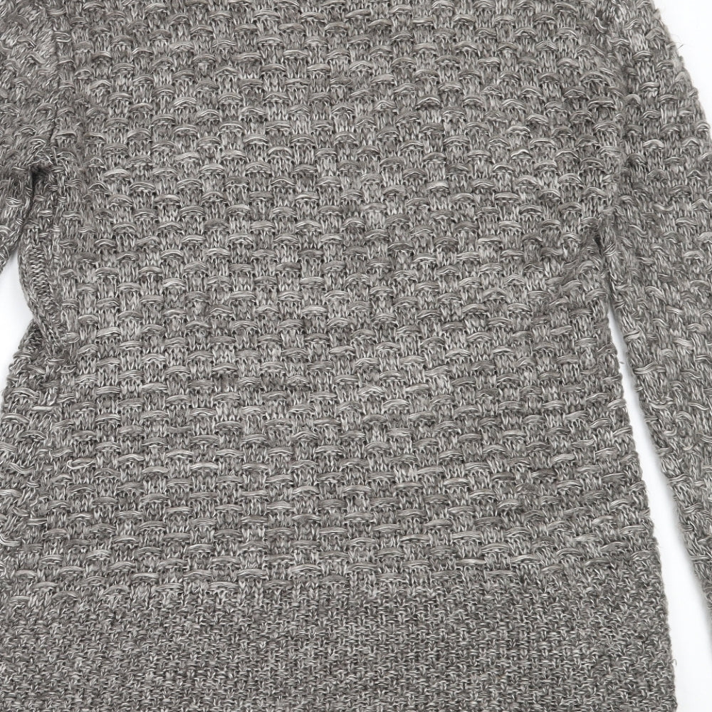 George Womens Grey Round Neck  Acrylic Cardigan Jumper Size 12