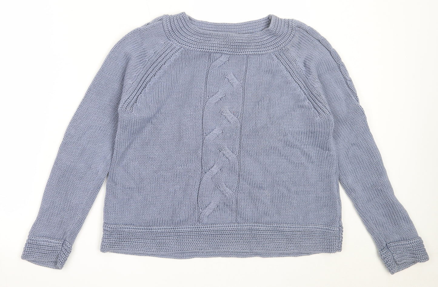 Marks and Spencer Womens Blue Round Neck  Cotton Pullover Jumper Size 14