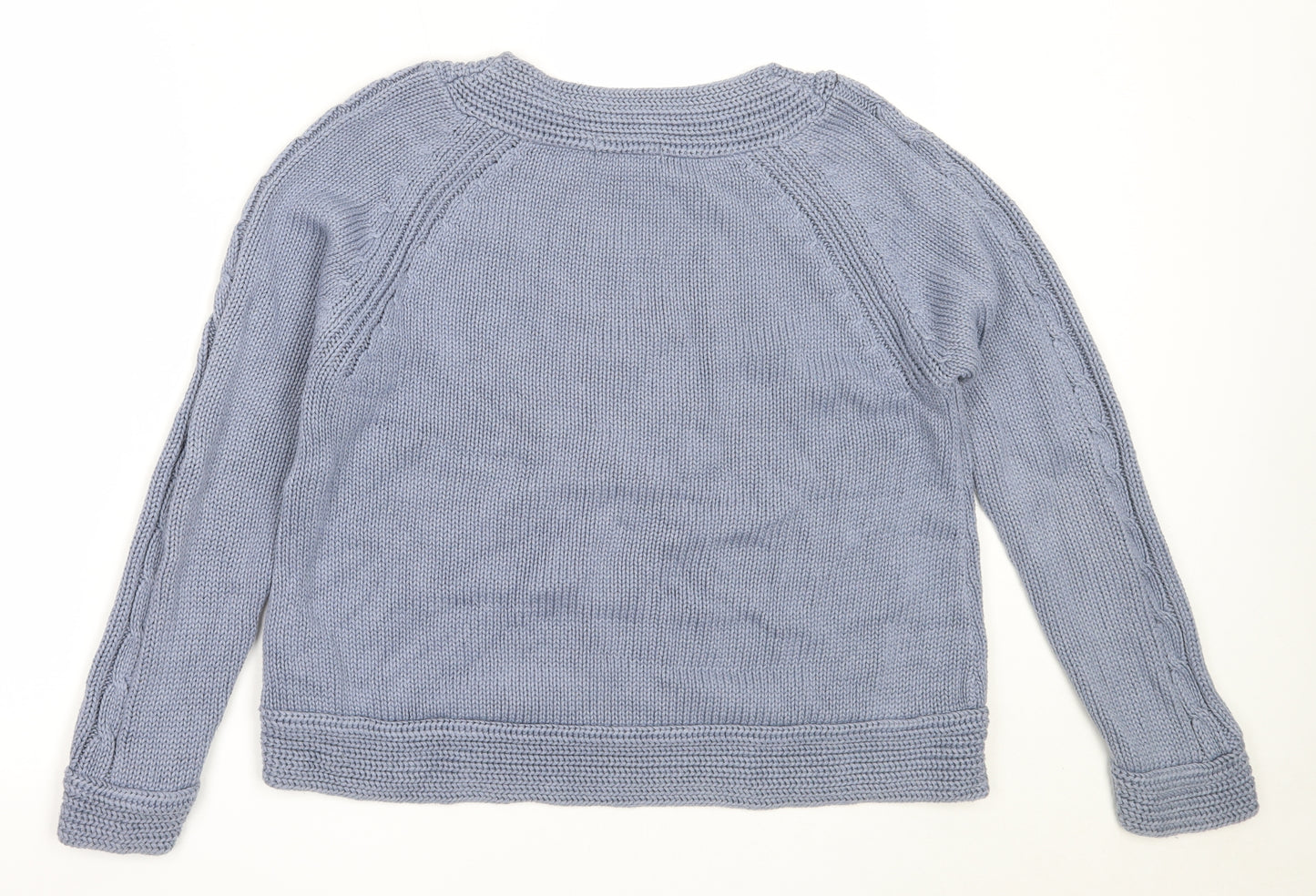 Marks and Spencer Womens Blue Round Neck  Cotton Pullover Jumper Size 14