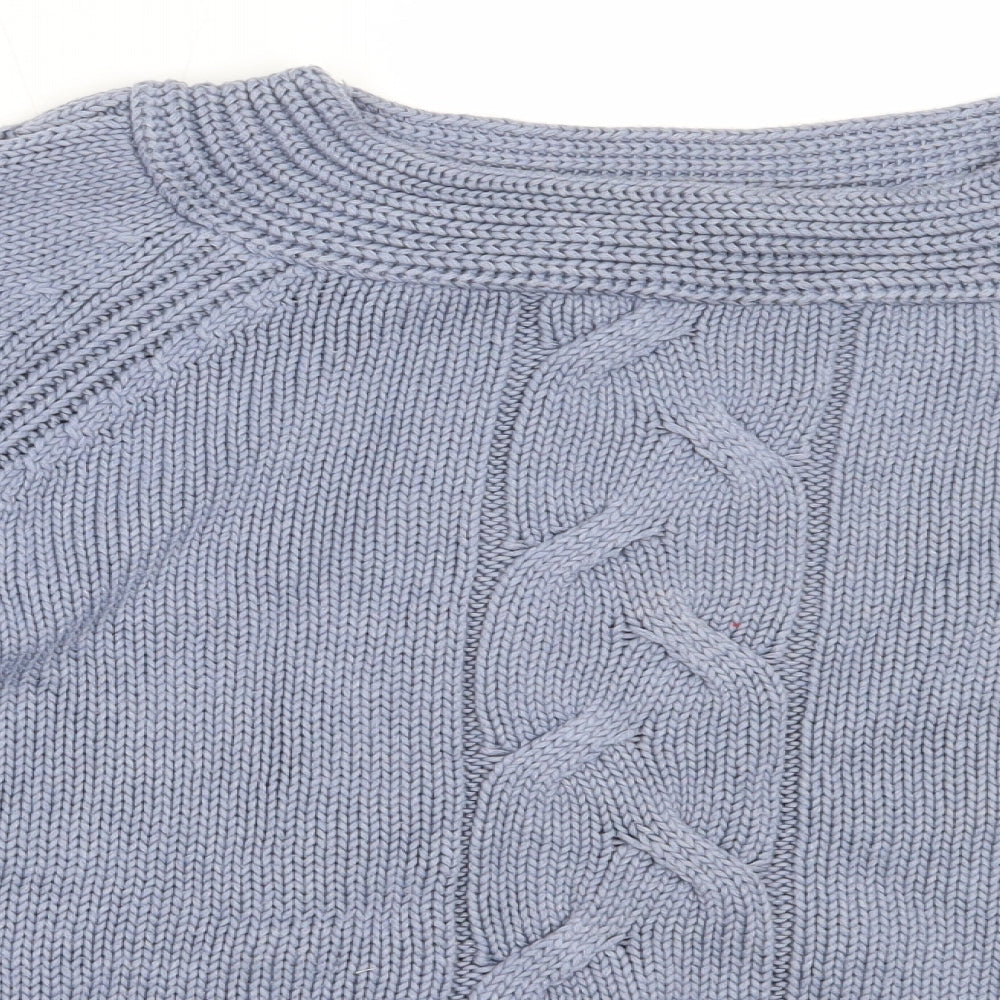 Marks and Spencer Womens Blue Round Neck  Cotton Pullover Jumper Size 14