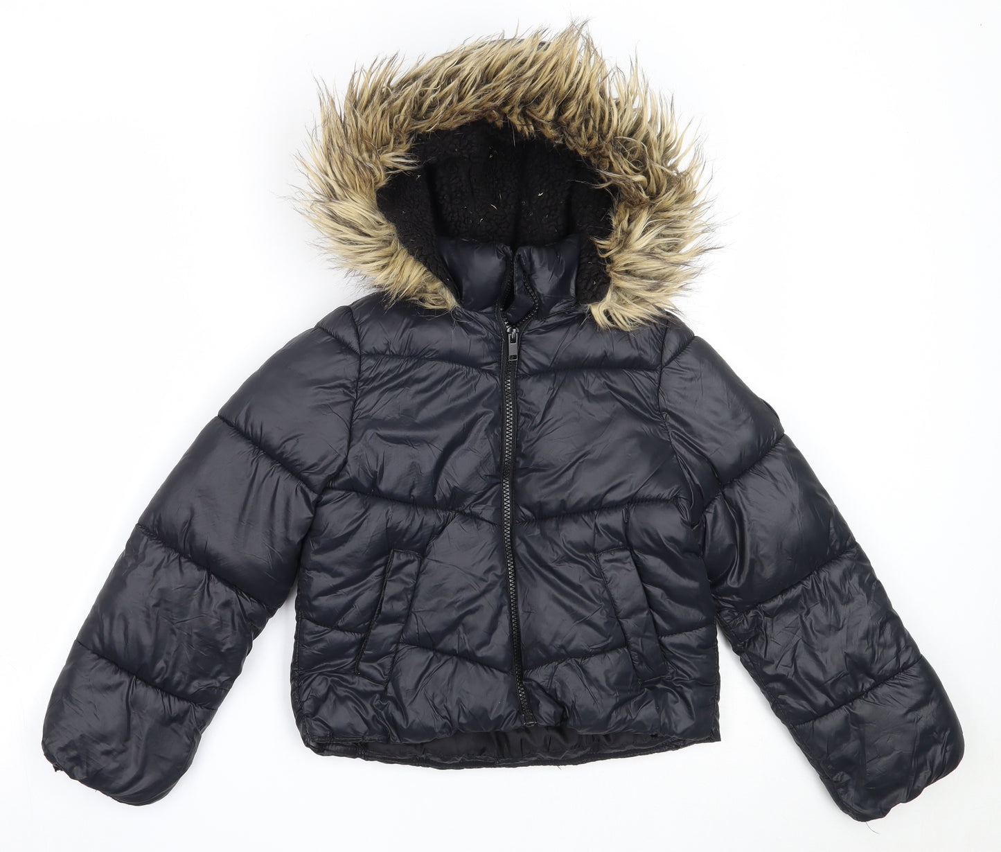 Primark Girls Black   Puffer Jacket Coat Size 7-8 Years