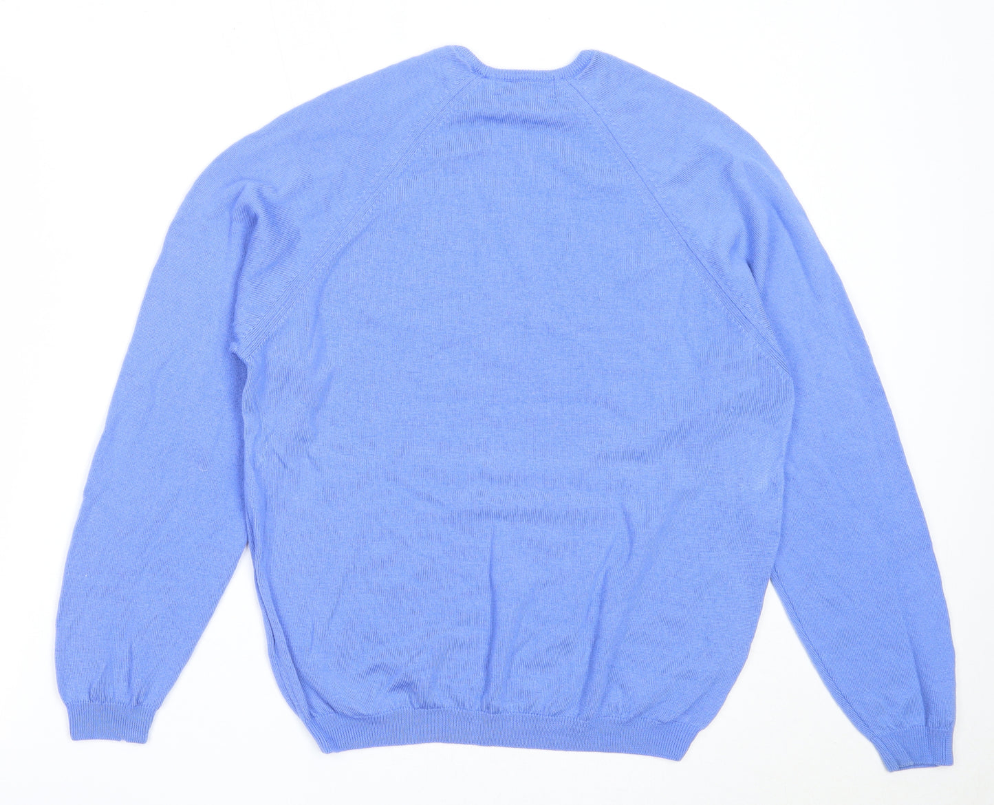 EWM Womens Blue Round Neck  Wool Pullover Jumper Size S
