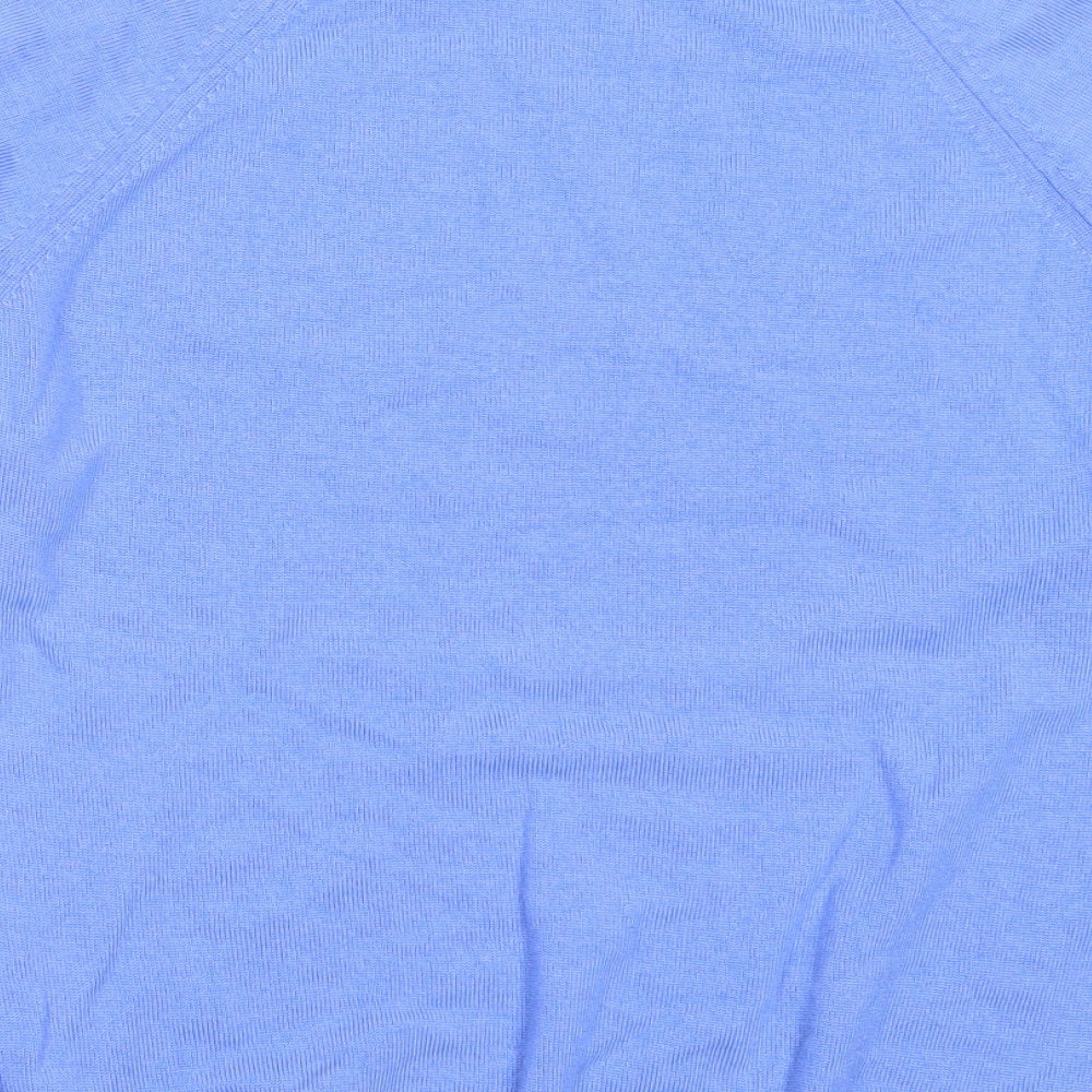 EWM Womens Blue Round Neck  Wool Pullover Jumper Size S