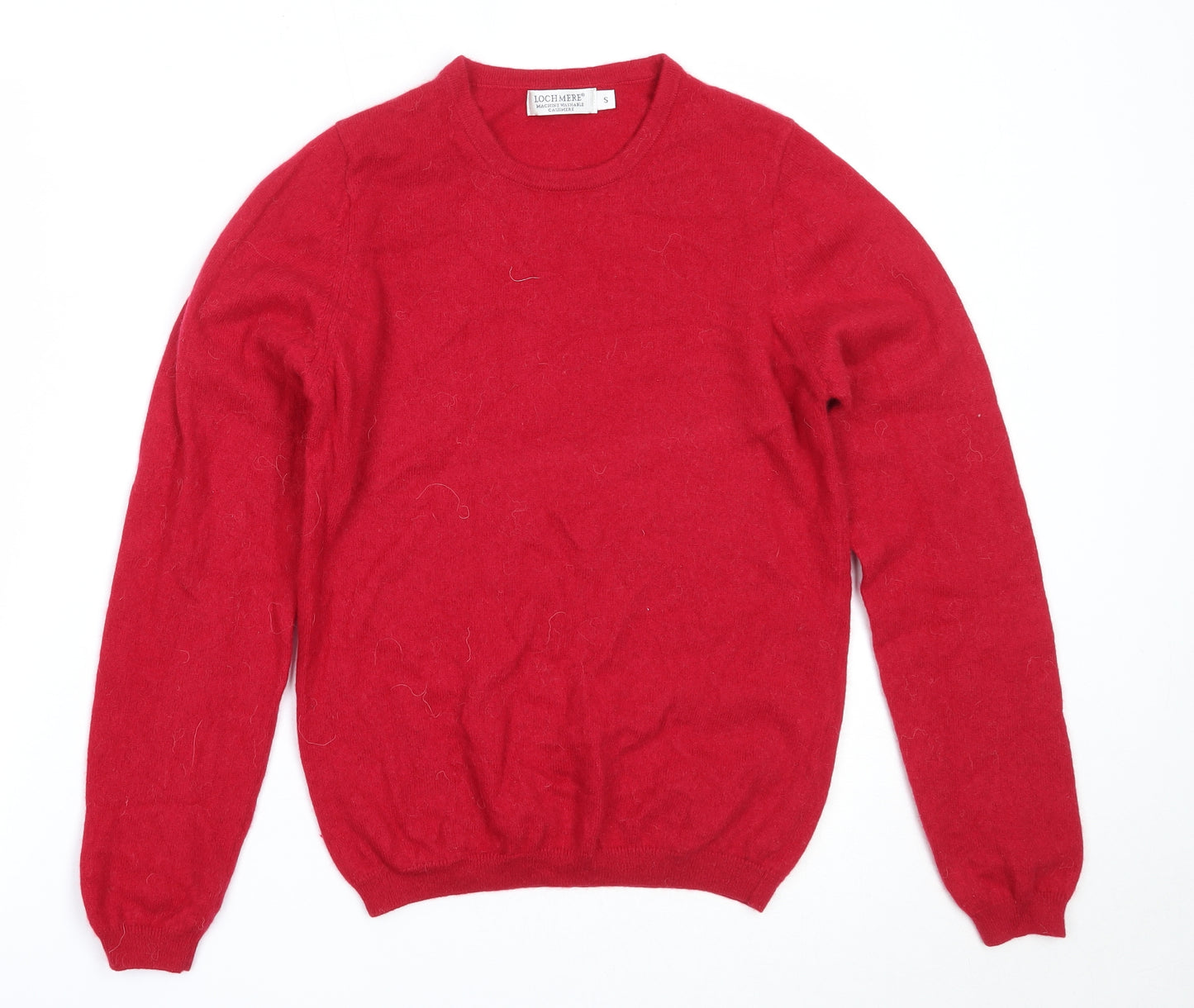 Lochmere Womens Red Round Neck  Cashmere Pullover Jumper Size S