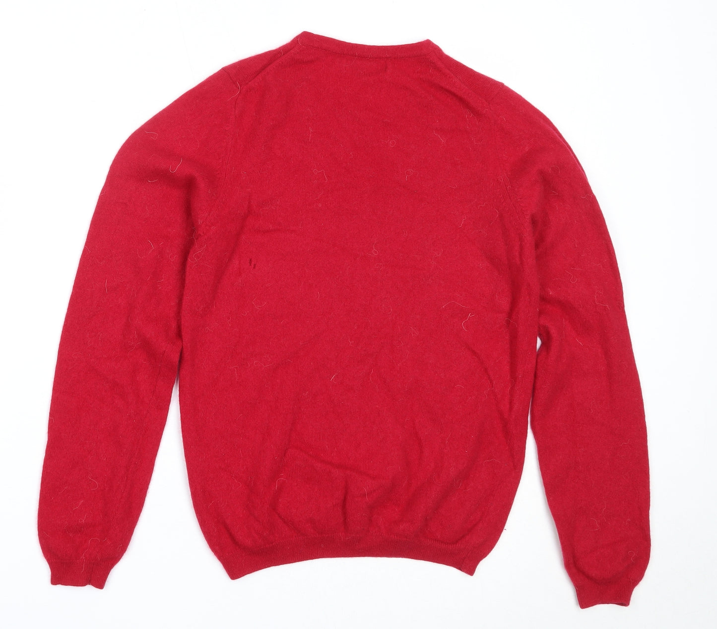 Lochmere Womens Red Round Neck  Cashmere Pullover Jumper Size S