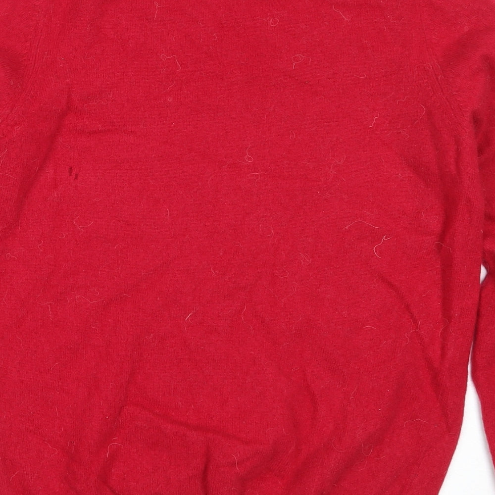 Lochmere Womens Red Round Neck  Cashmere Pullover Jumper Size S