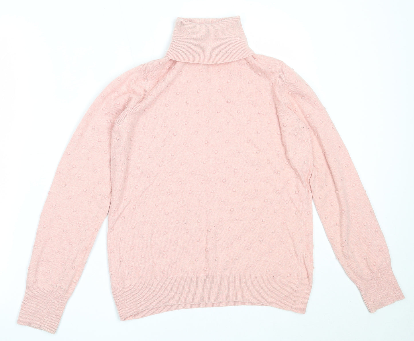 Country Casuals Womens Pink Roll Neck  Cotton Pullover Jumper Size M