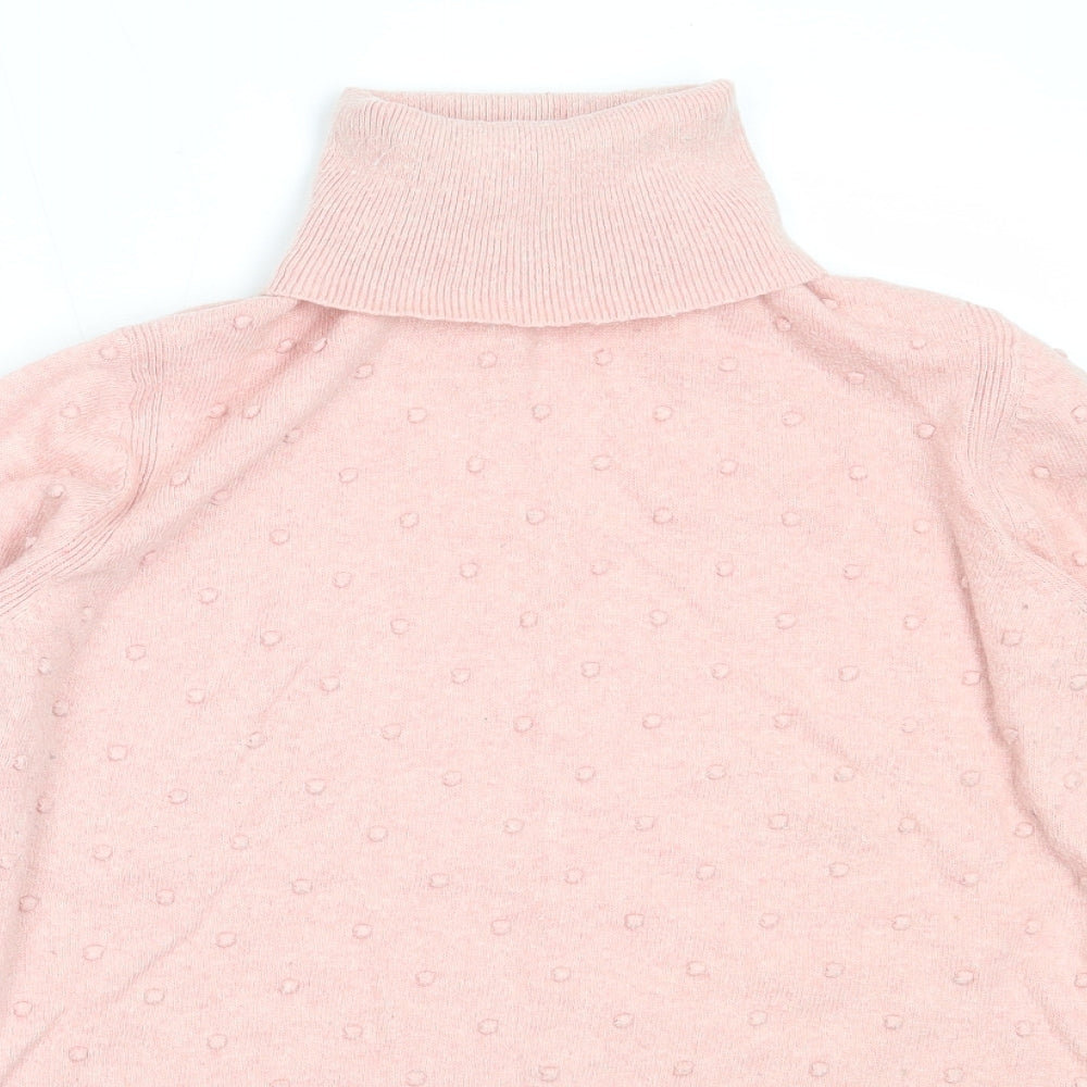 Country Casuals Womens Pink Roll Neck  Cotton Pullover Jumper Size M