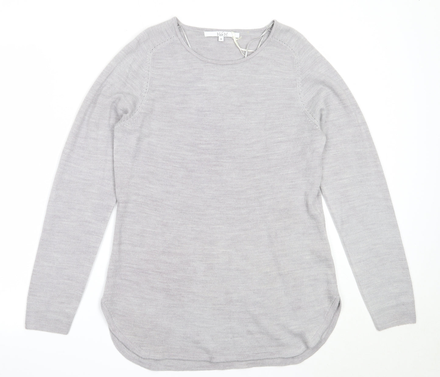Vida Vi Womens Grey Round Neck  Acrylic Pullover Jumper Size M