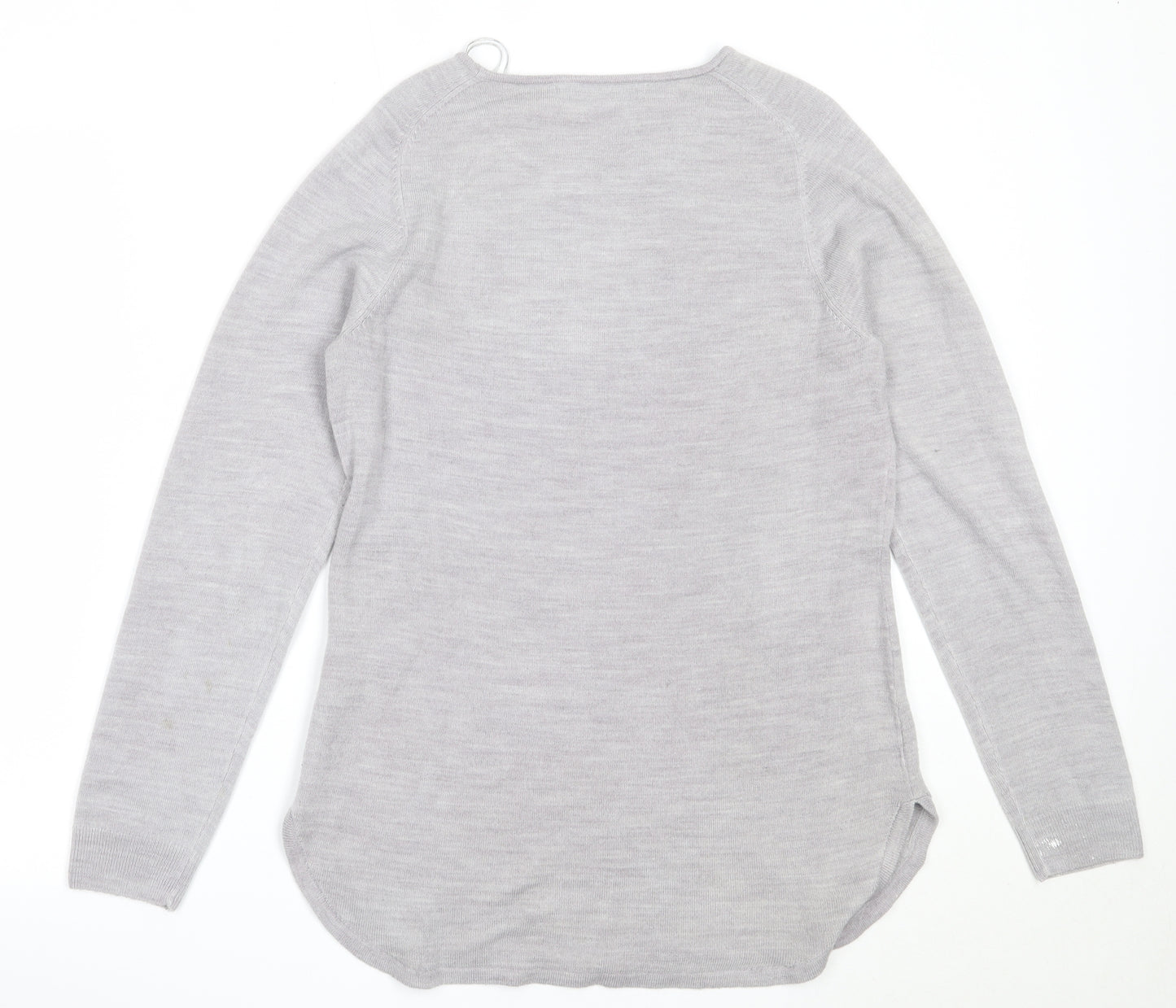 Vida Vi Womens Grey Round Neck  Acrylic Pullover Jumper Size M