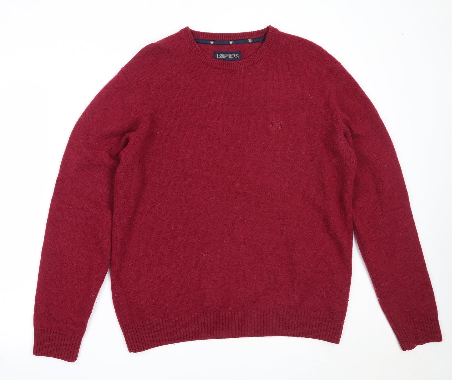 Broadbent Boothroyds Mens Red Round Neck  Wool Pullover Jumper Size XL