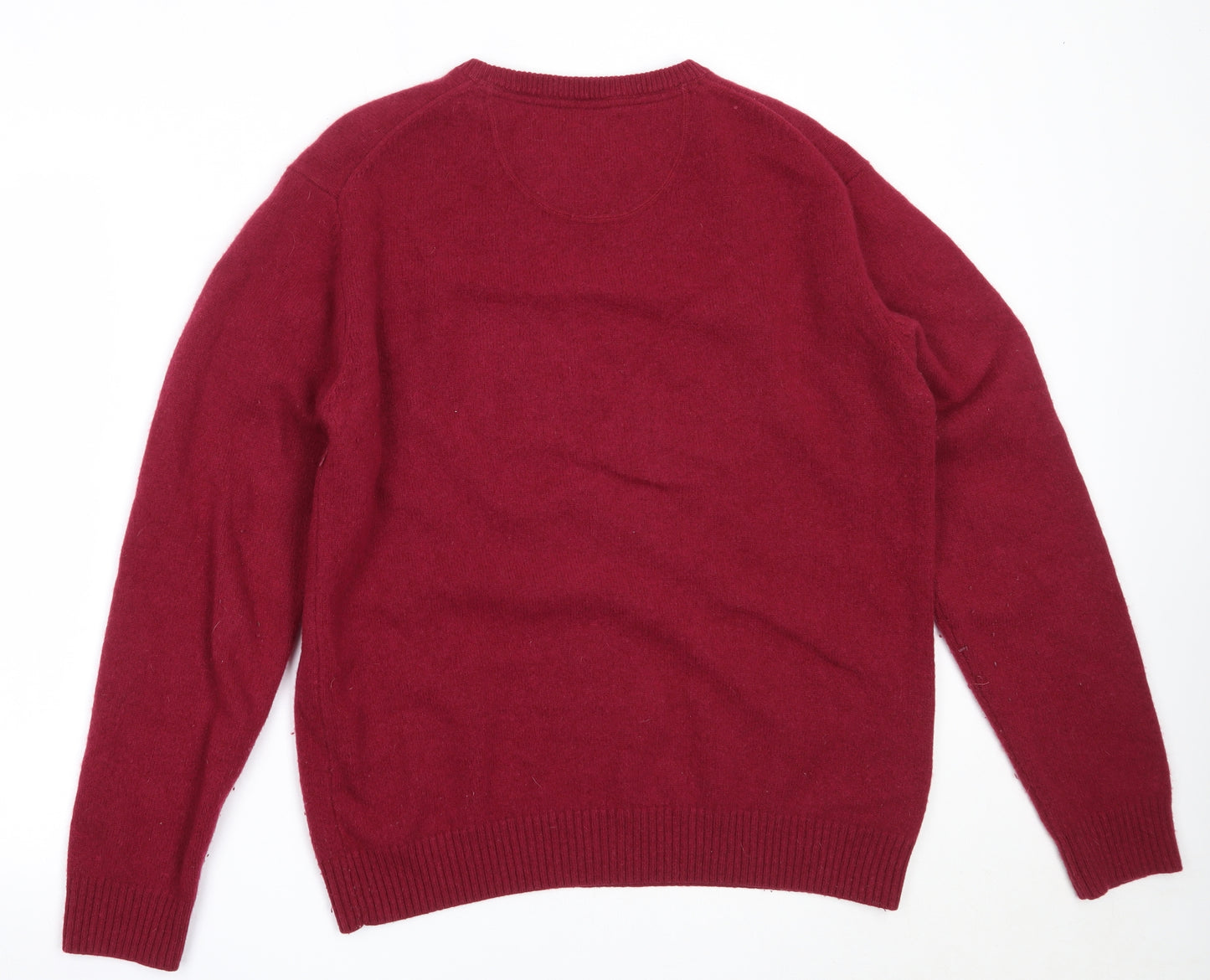 Broadbent Boothroyds Mens Red Round Neck  Wool Pullover Jumper Size XL