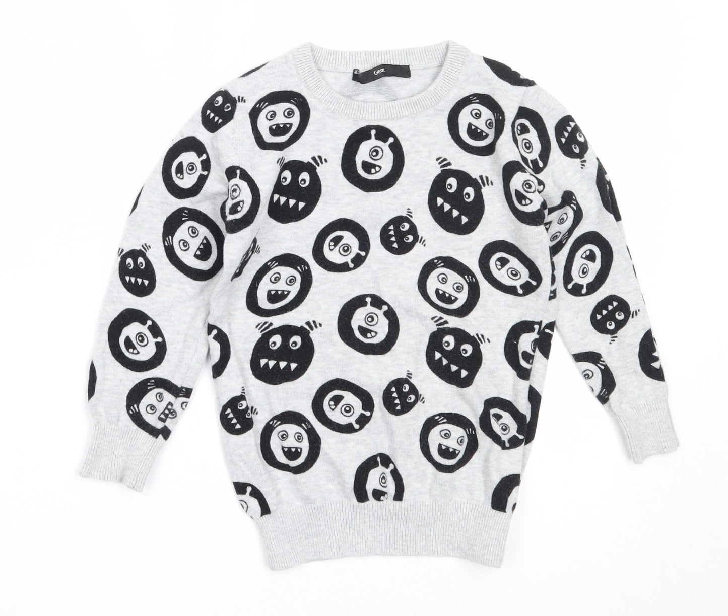 George Boys Grey Round Neck  Cotton Pullover Jumper Size 4-5 Years