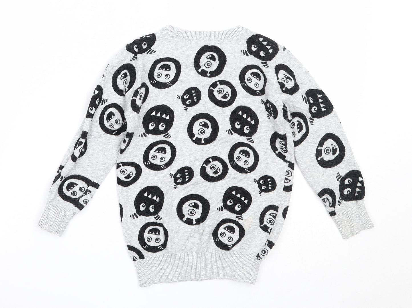 George Boys Grey Round Neck  Cotton Pullover Jumper Size 4-5 Years