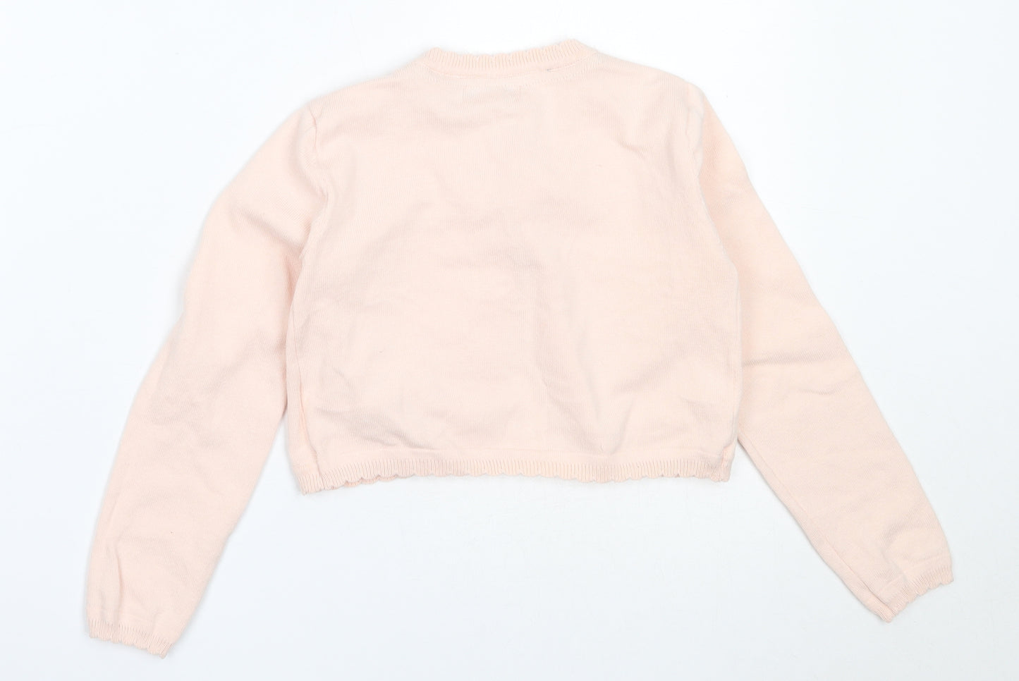 Primark Girls Pink Round Neck  Cotton Cardigan Jumper Size 7-8 Years