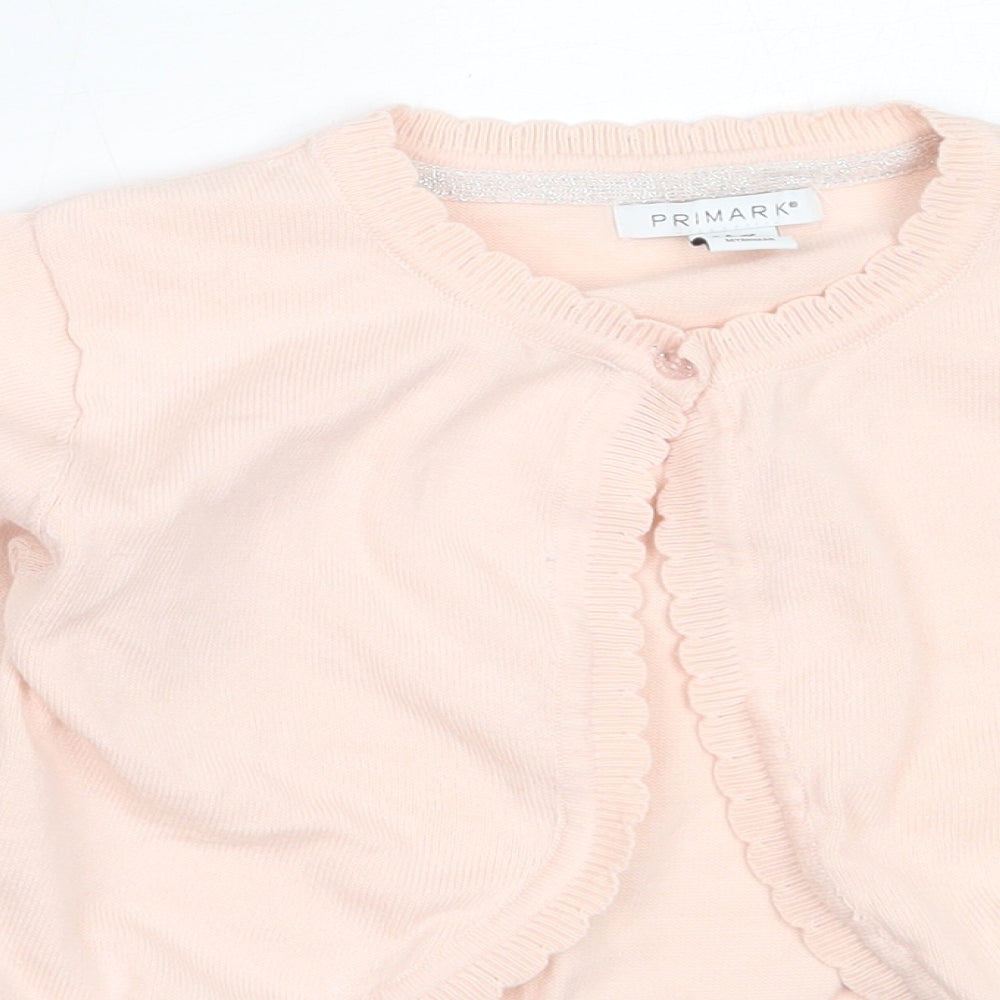 Primark Girls Pink Round Neck  Cotton Cardigan Jumper Size 7-8 Years