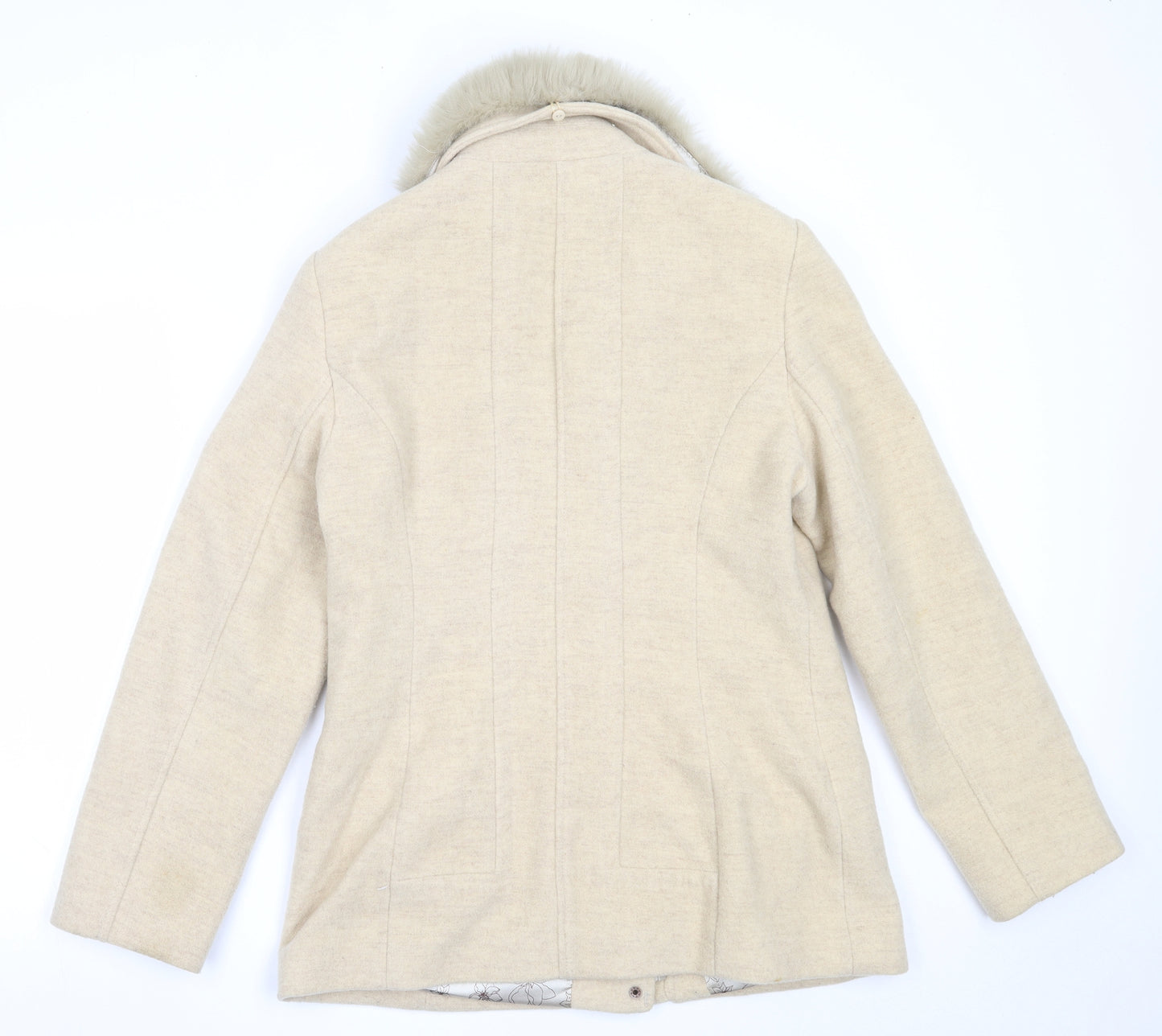 Preworn Womens Beige   Overcoat Coat Size 12  Zip
