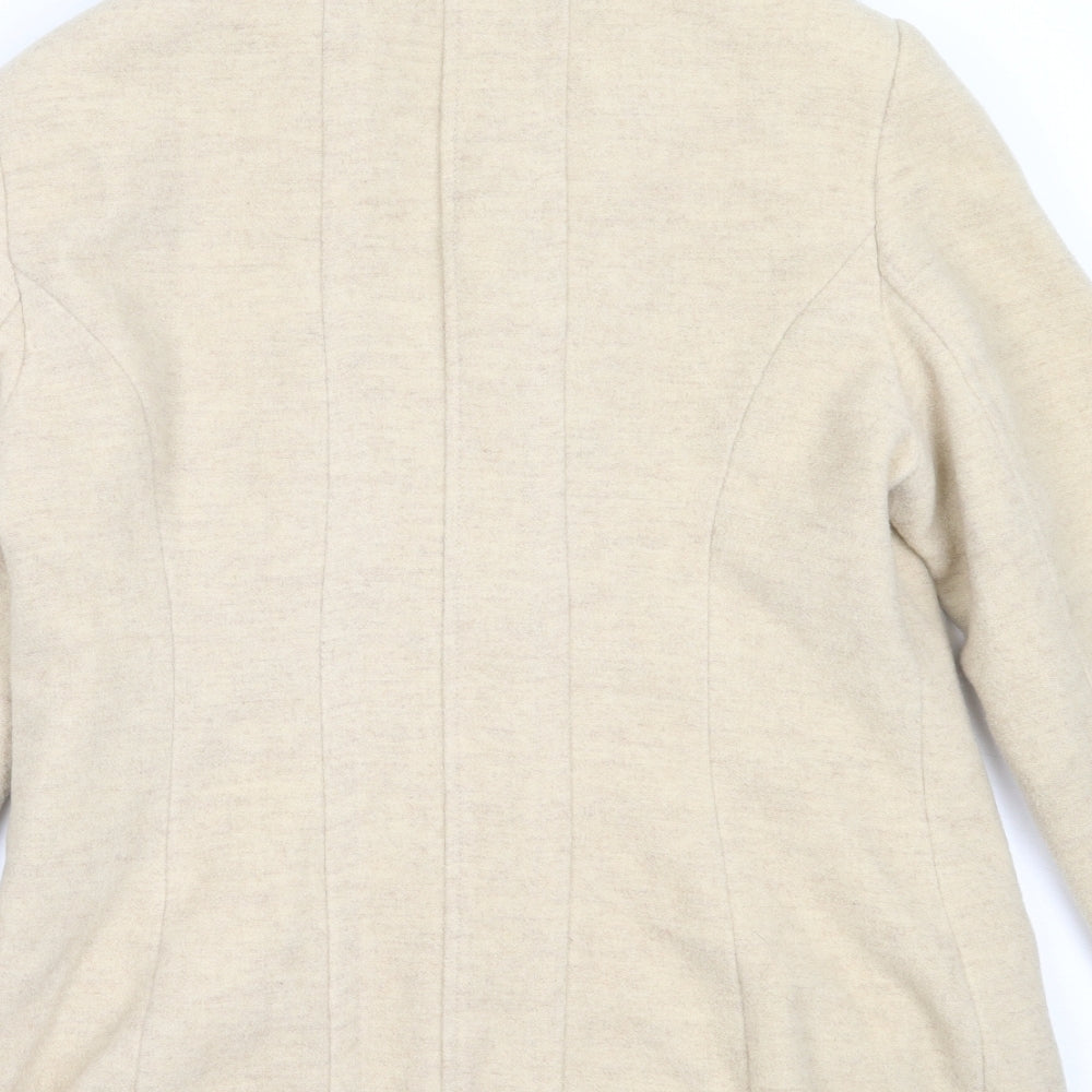 Preworn Womens Beige   Overcoat Coat Size 12  Zip