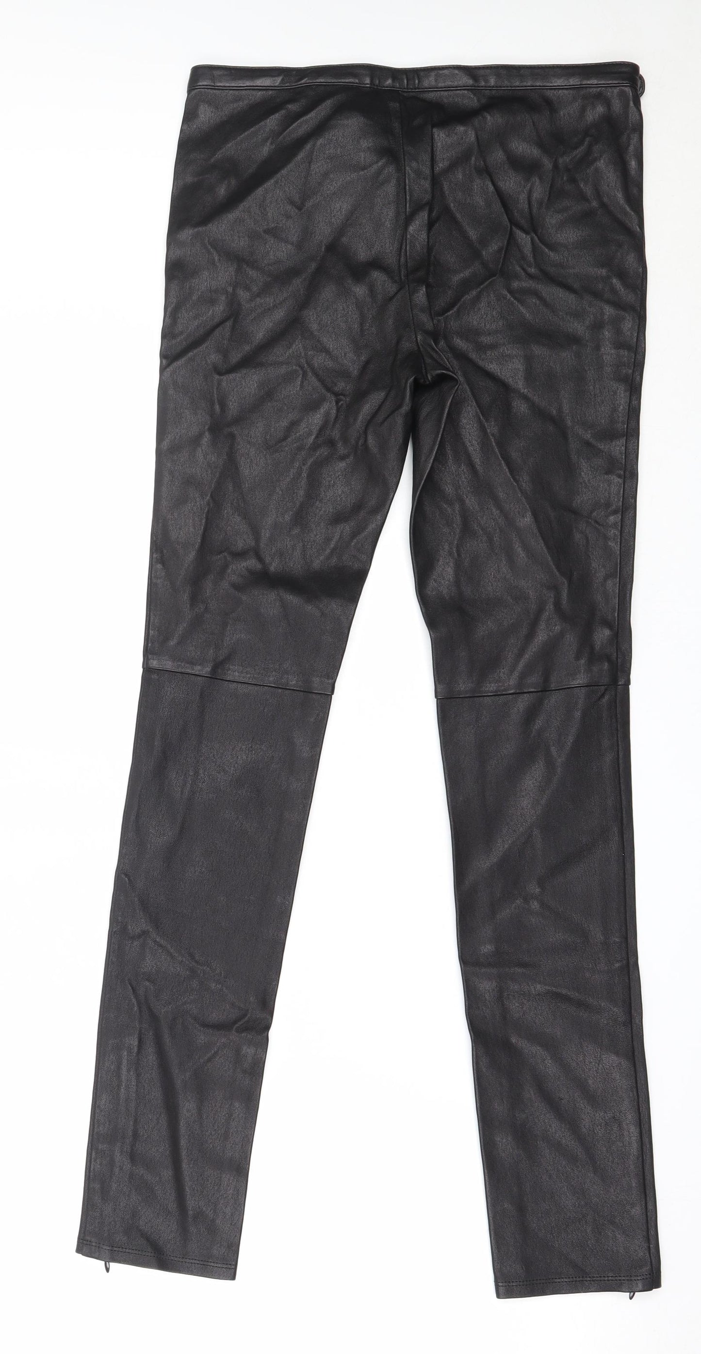 Sandro Womens Black  Leather Capri Trousers Size 29 in L30.5 in Regular