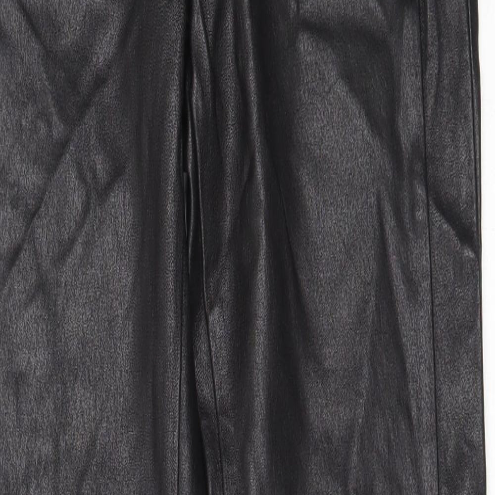 Sandro Womens Black  Leather Capri Trousers Size 29 in L30.5 in Regular