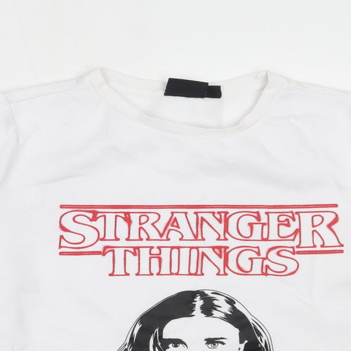 Primark Womens White  Cotton Pullover Sweatshirt Size M   - stranger things