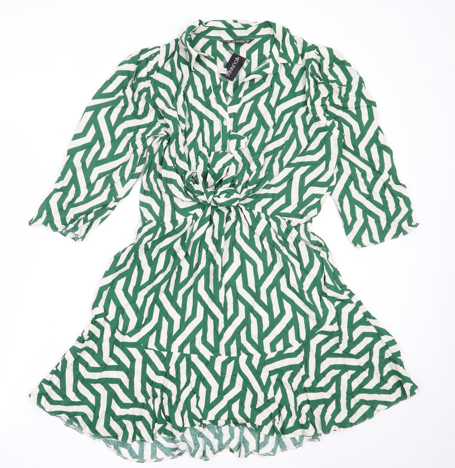 Dunnes Stores Womens Green  Viscose Fit & Flare  Size 12  Collared