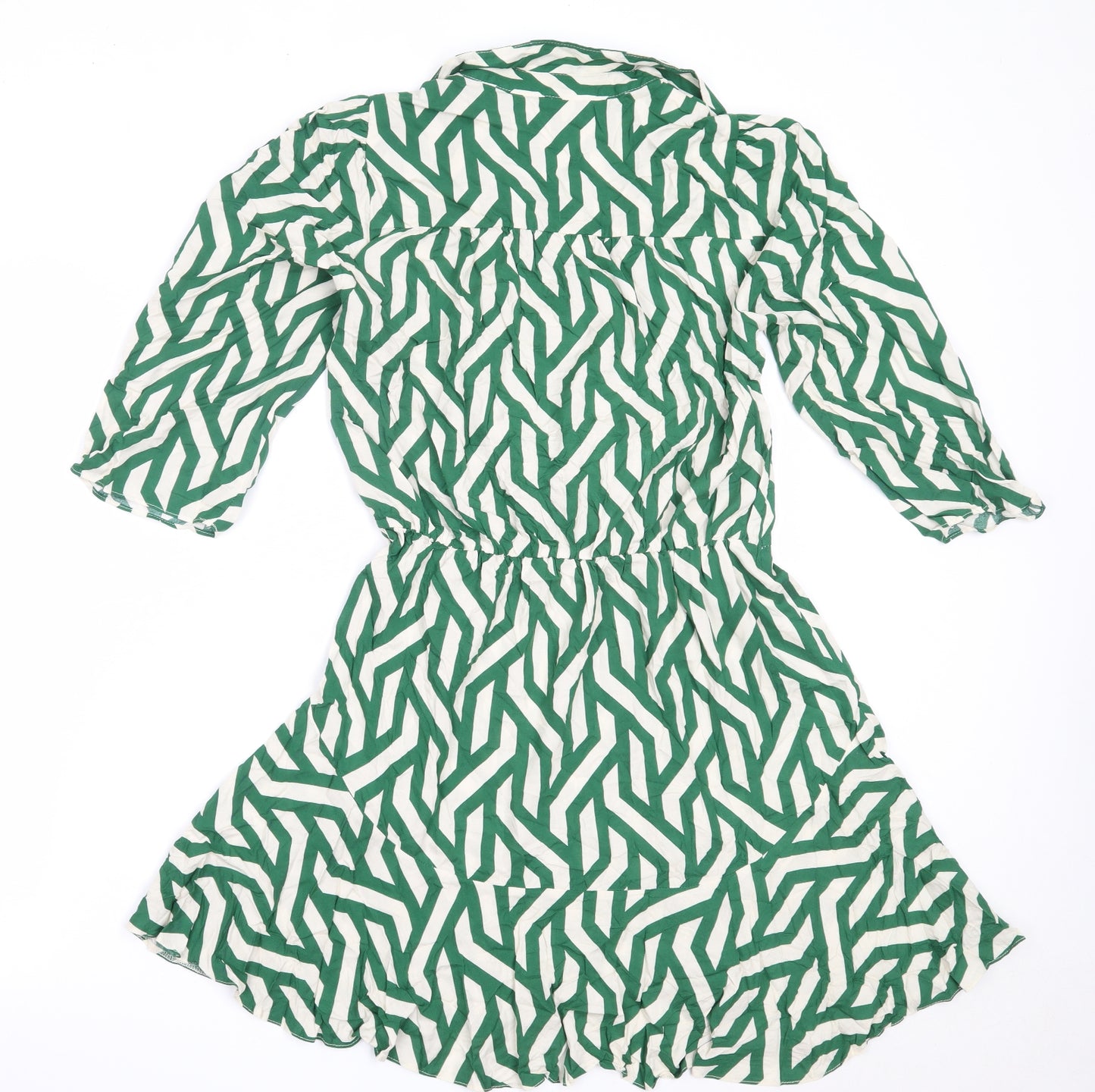 Dunnes Stores Womens Green  Viscose Fit & Flare  Size 12  Collared