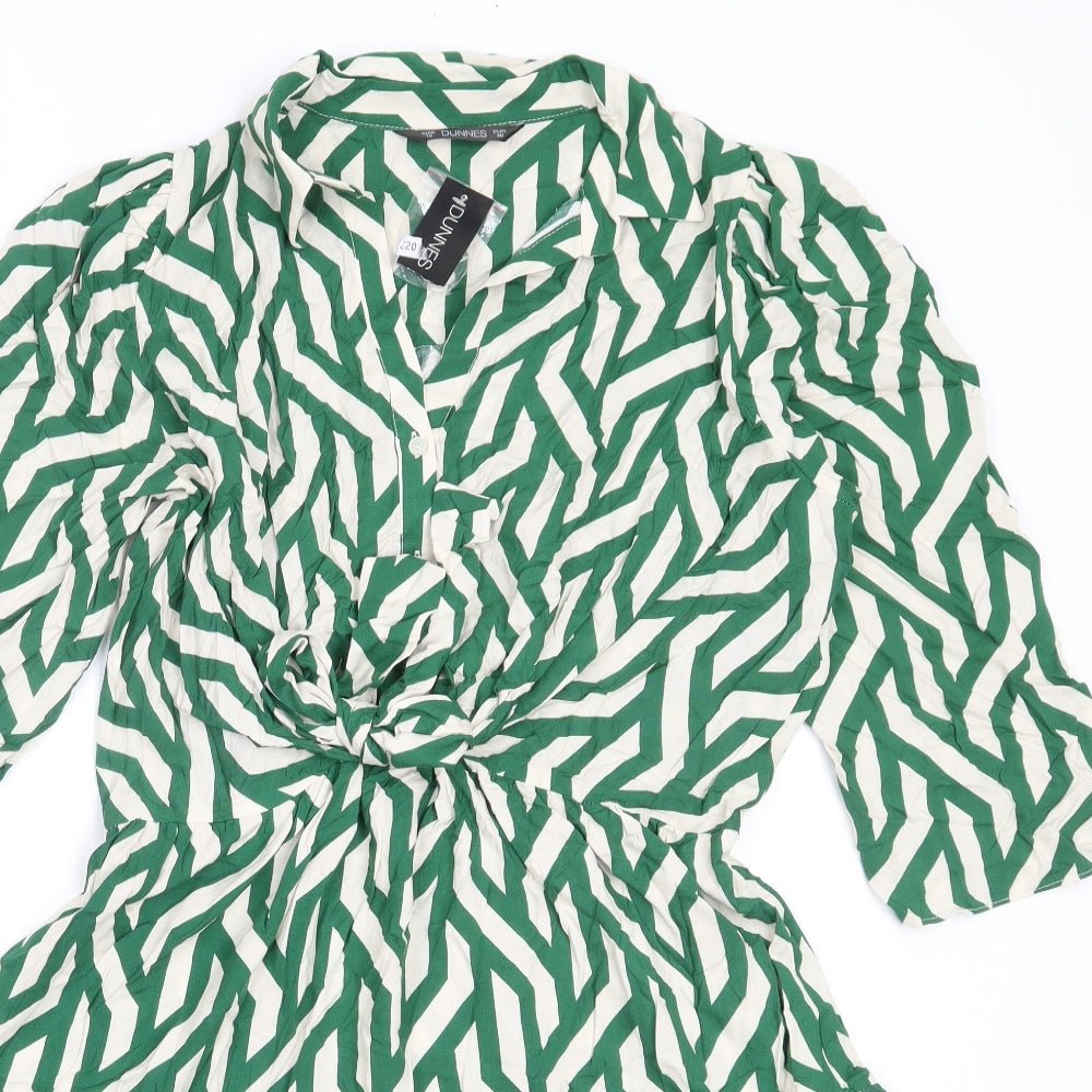Dunnes Stores Womens Green  Viscose Fit & Flare  Size 12  Collared