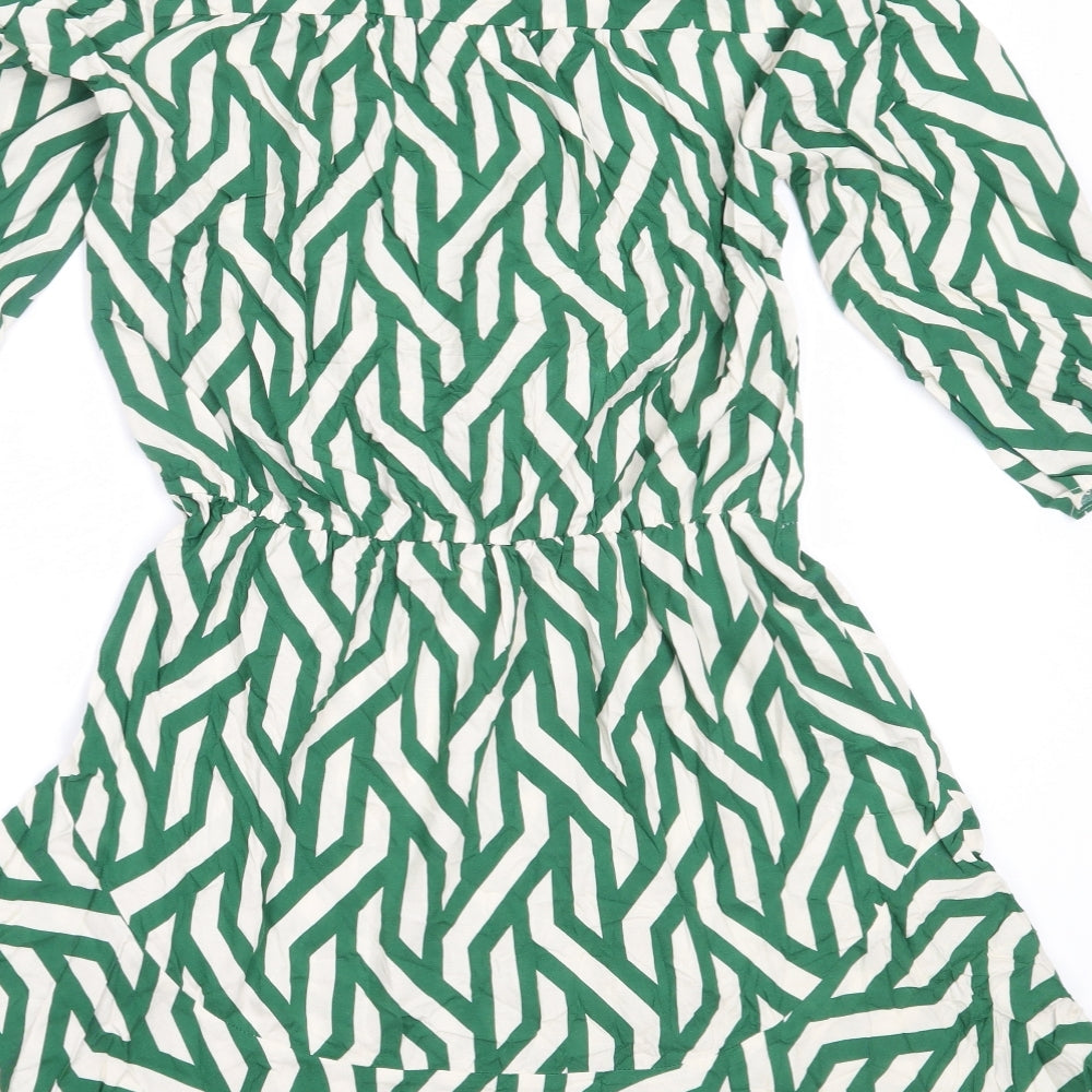 Dunnes Stores Womens Green  Viscose Fit & Flare  Size 12  Collared