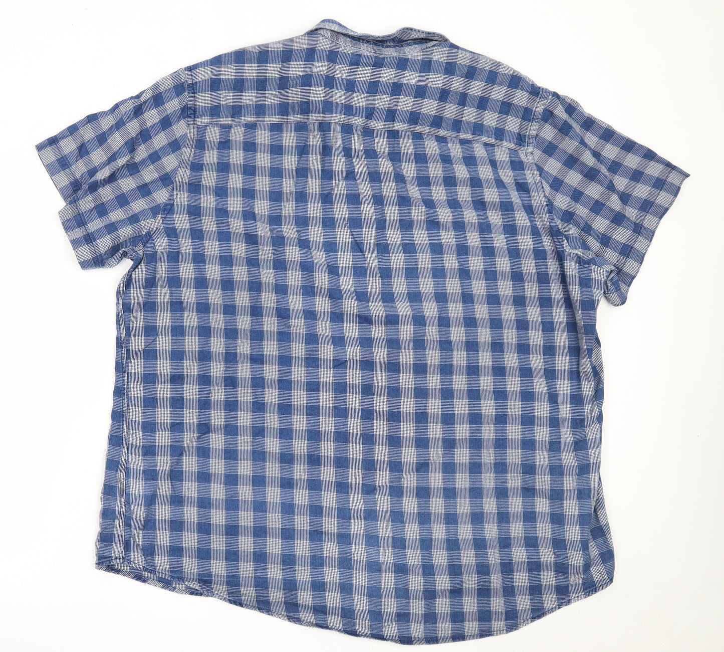 F&F Mens Blue Check Cotton  Button-Up Size 3XL Collared
