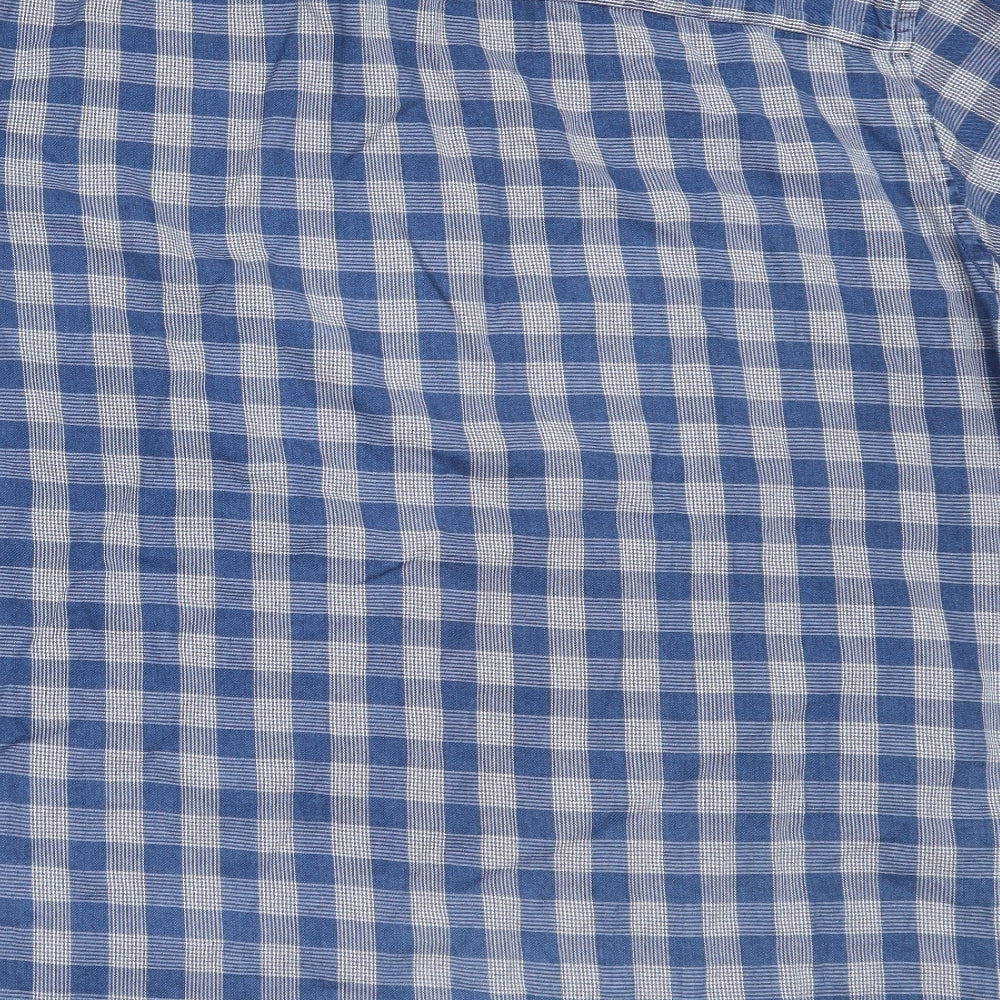 F&F Mens Blue Check Cotton  Button-Up Size 3XL Collared
