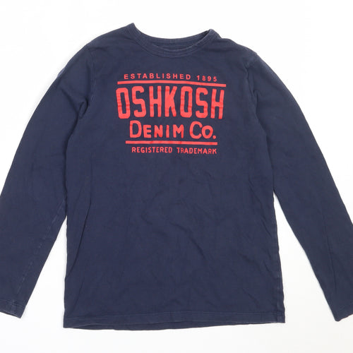 Oshkosh Boys Blue  Cotton Basic T-Shirt Size 10 Years Round Neck