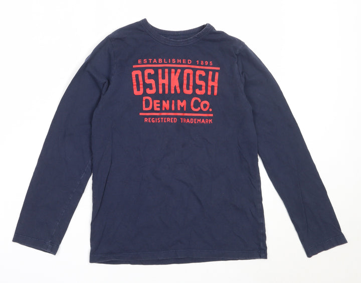 Oshkosh Boys Blue Cotton Basic T-Shirt Size 10 Years Round Neck