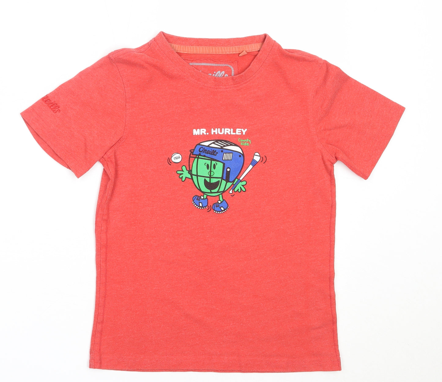 O'Neills Boys Red  Cotton Basic T-Shirt Size 7-8 Years Round Neck