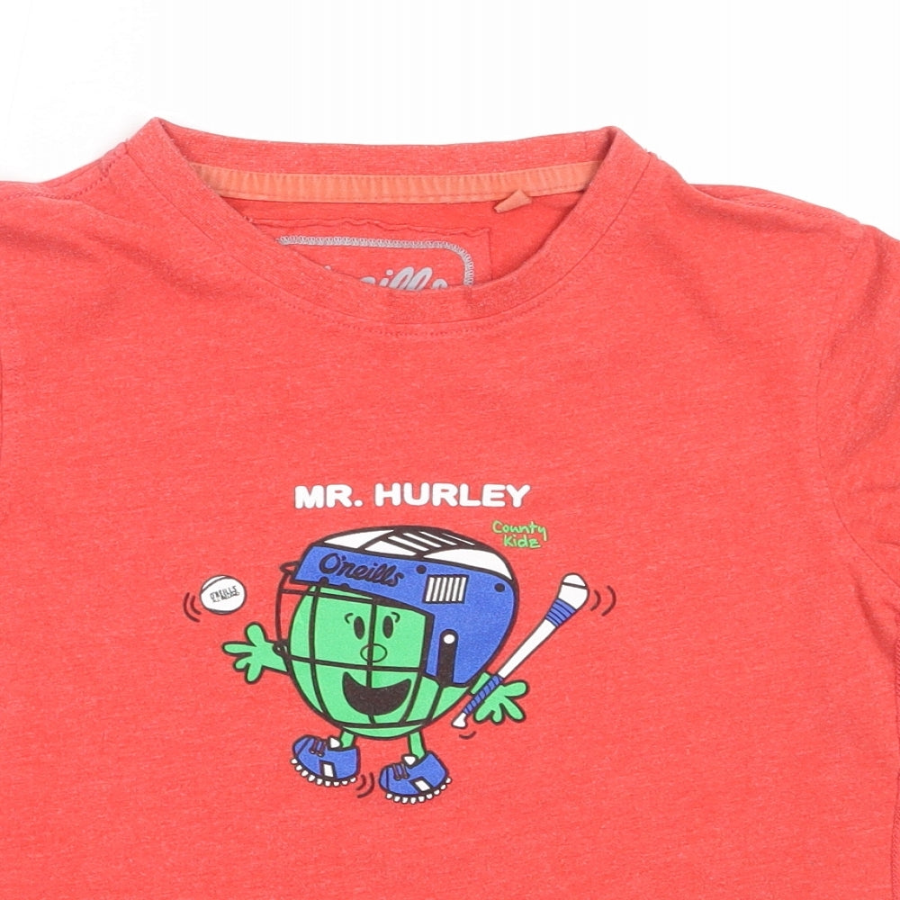O'Neills Boys Red  Cotton Basic T-Shirt Size 7-8 Years Round Neck