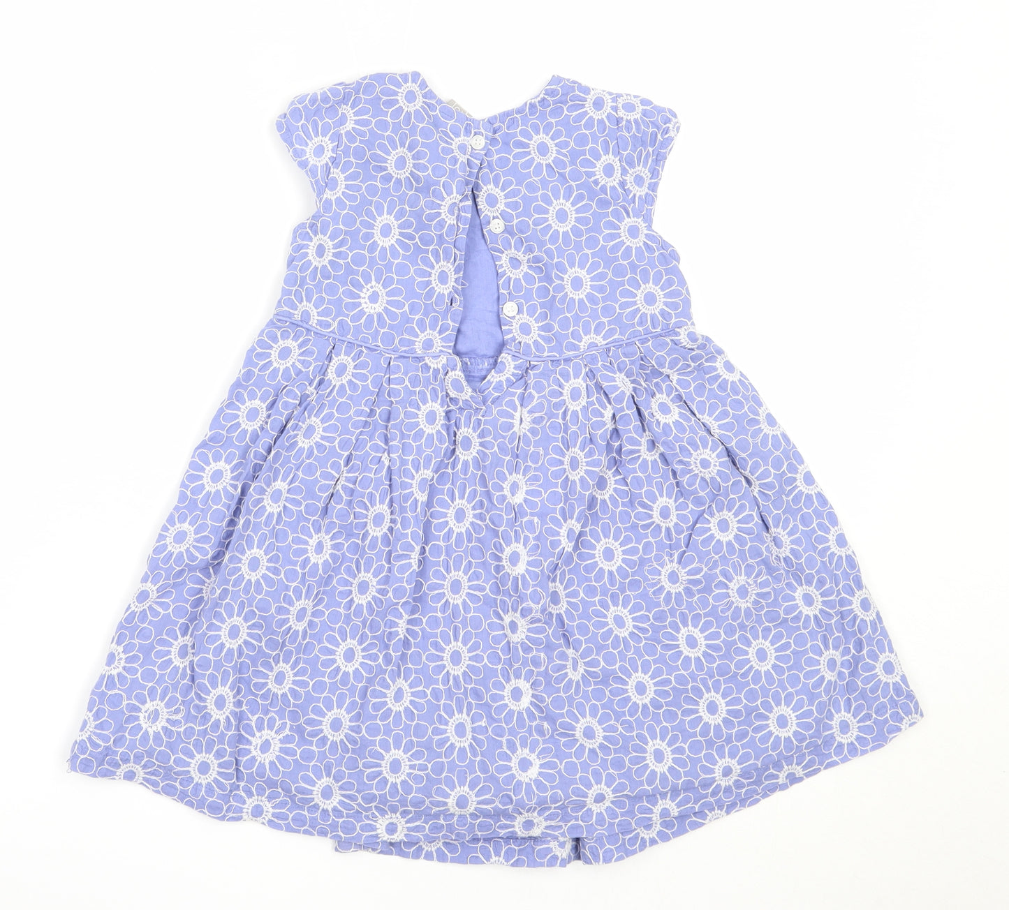 TU Girls Blue Floral Cotton Fit & Flare  Size 3-4 Years  Round Neck