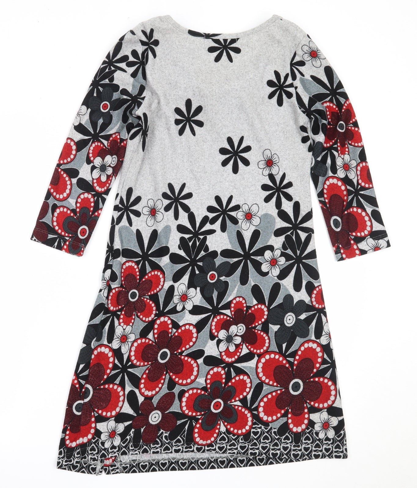 Autonomy Womens Grey Floral Polyester Jumper Dress  Size 10  Round Neck