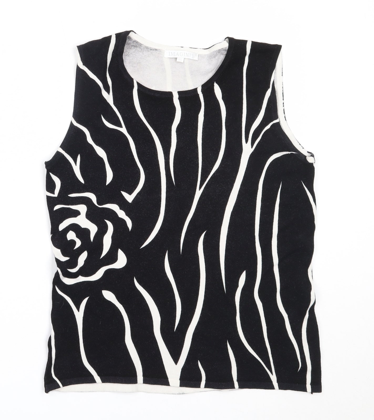 IMAGINI Womens Black  Viscose Basic Tank Size XL Round Neck