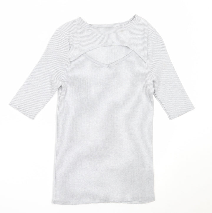 F&F Womens Grey Round Neck Viscose Pullover Jumper Size 6