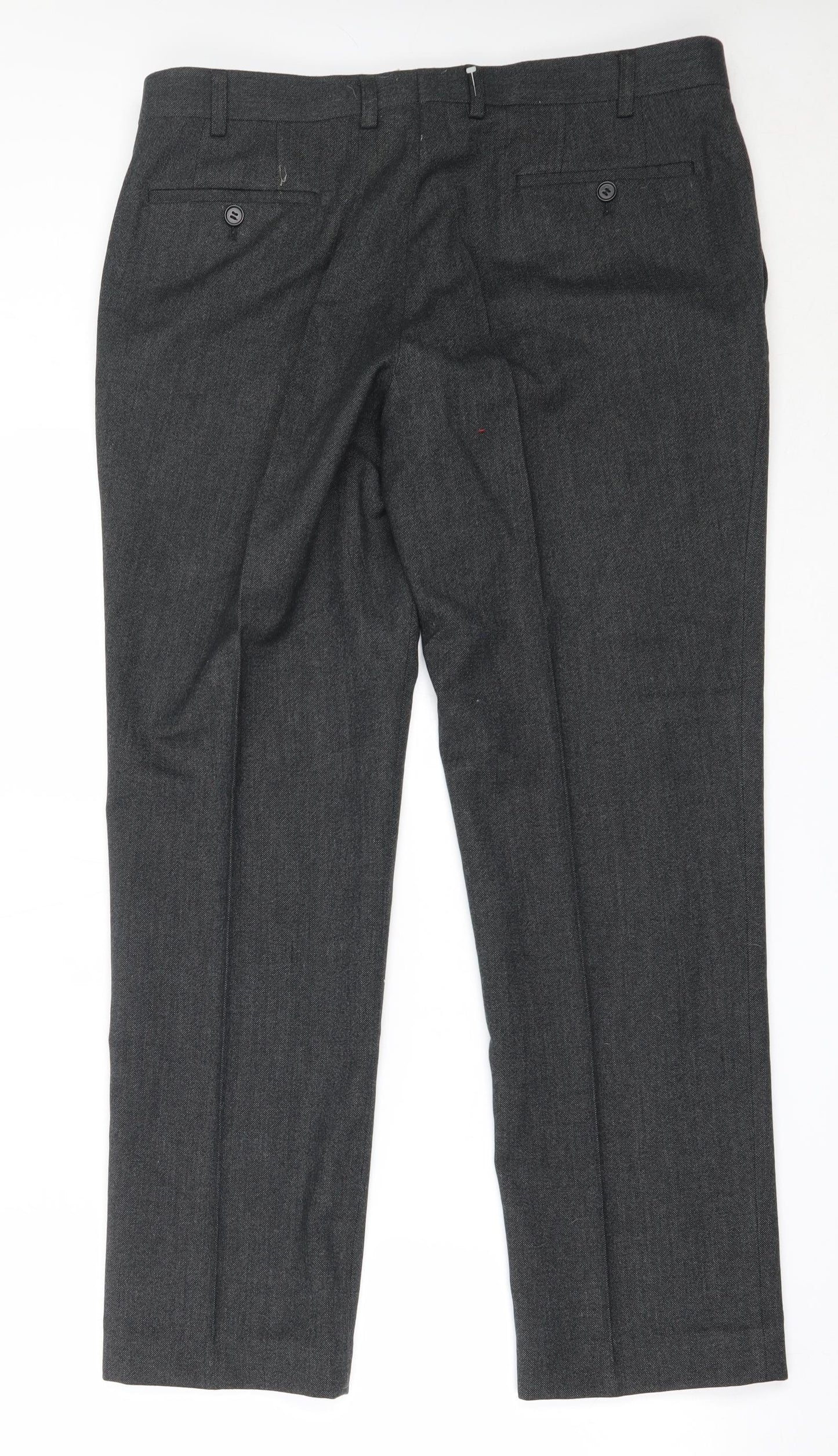 Preworn Mens Grey  Polyester Trousers  Size 36 in L30 in Regular