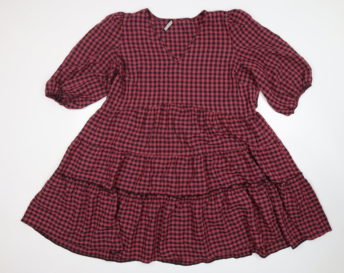George Womens Pink Check Viscose A-Line  Size 22  V-Neck