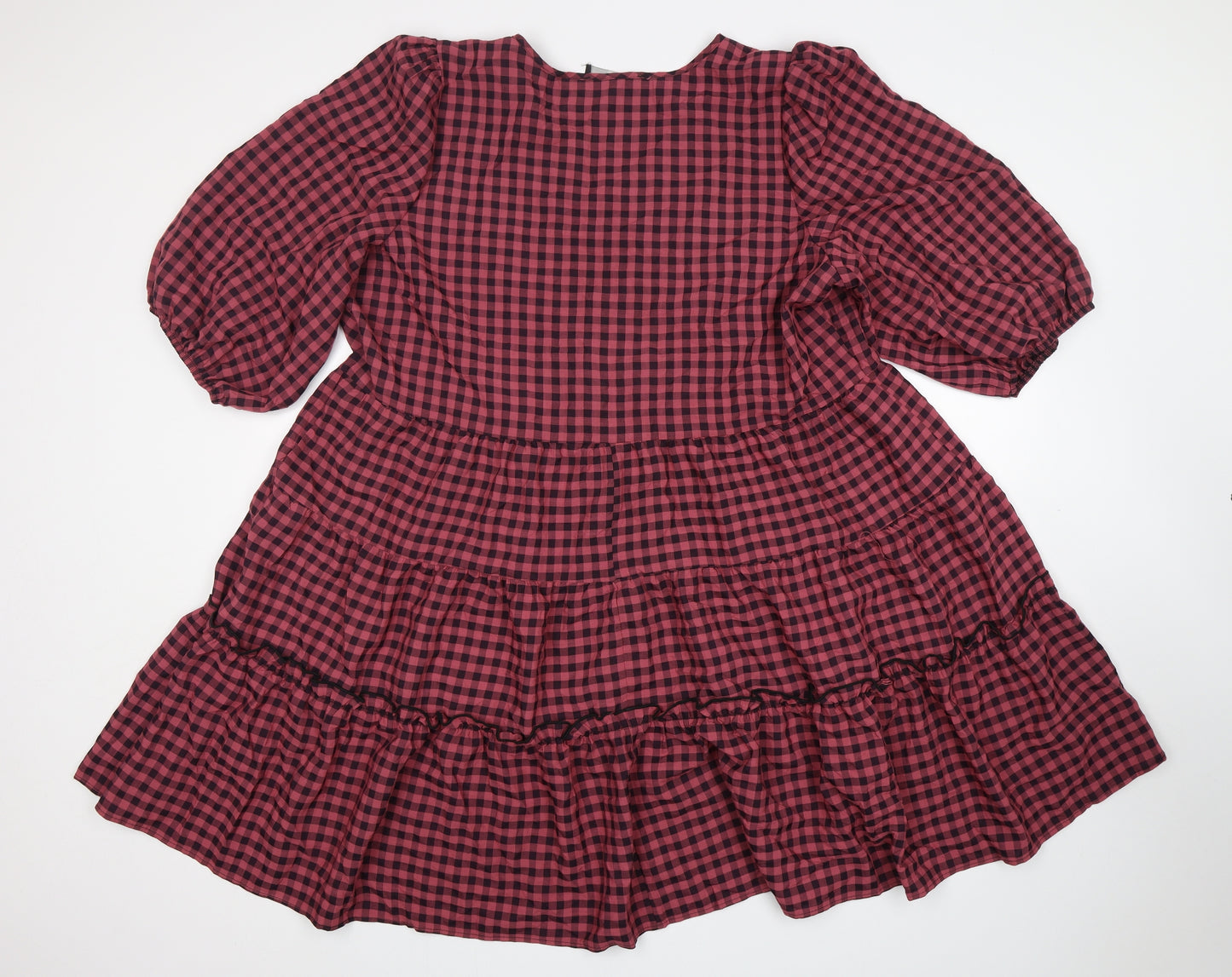 George Womens Pink Check Viscose A-Line  Size 22  V-Neck