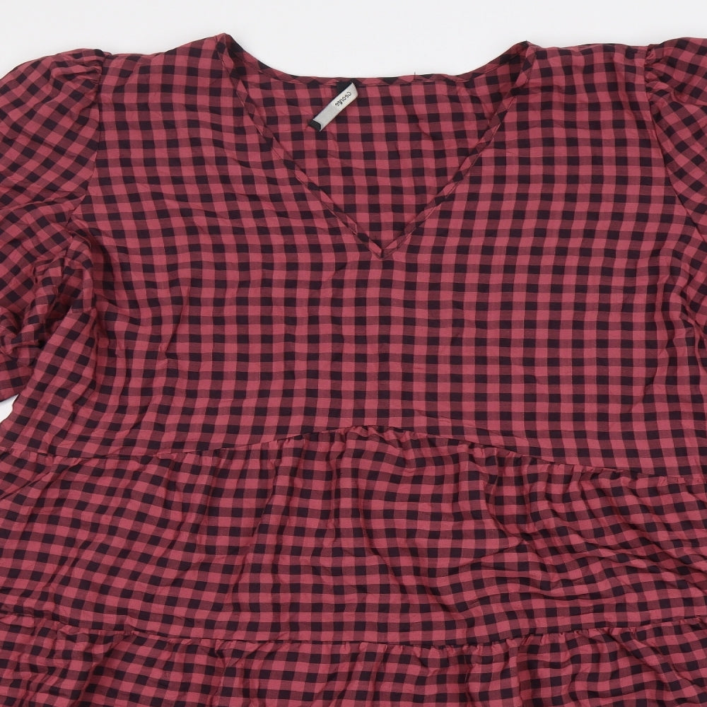 George Womens Pink Check Viscose A-Line  Size 22  V-Neck