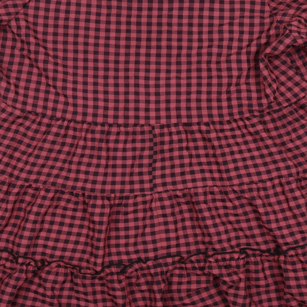 George Womens Pink Check Viscose A-Line  Size 22  V-Neck
