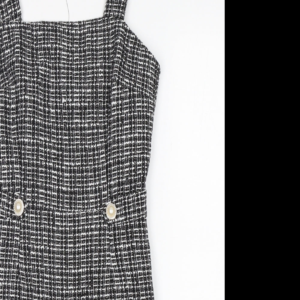 Miss Selfridge Womens Multicoloured Check Polyester Tank Dress  Size 8  Square Neck