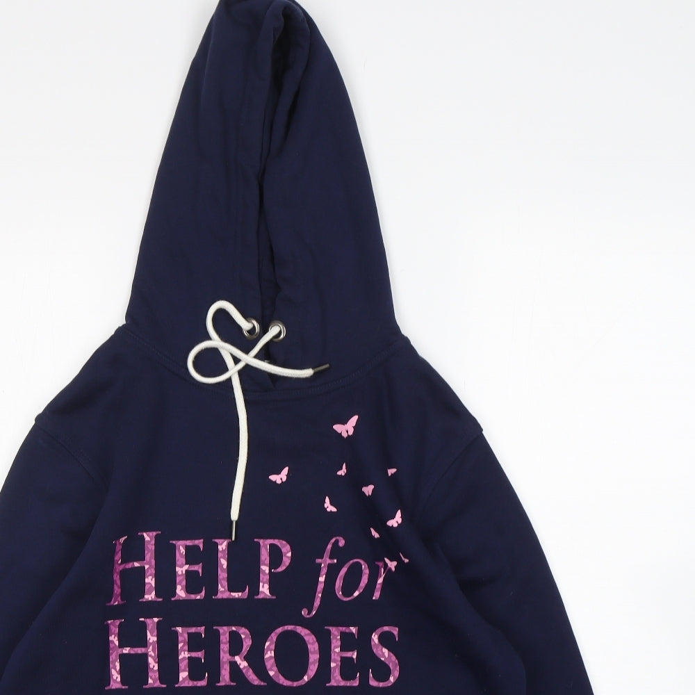 Help For Heroes Womens Blue  Cotton Pullover Hoodie Size 10