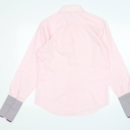 Preworn Mens Pink  Polyester  Dress Shirt Size M Collared