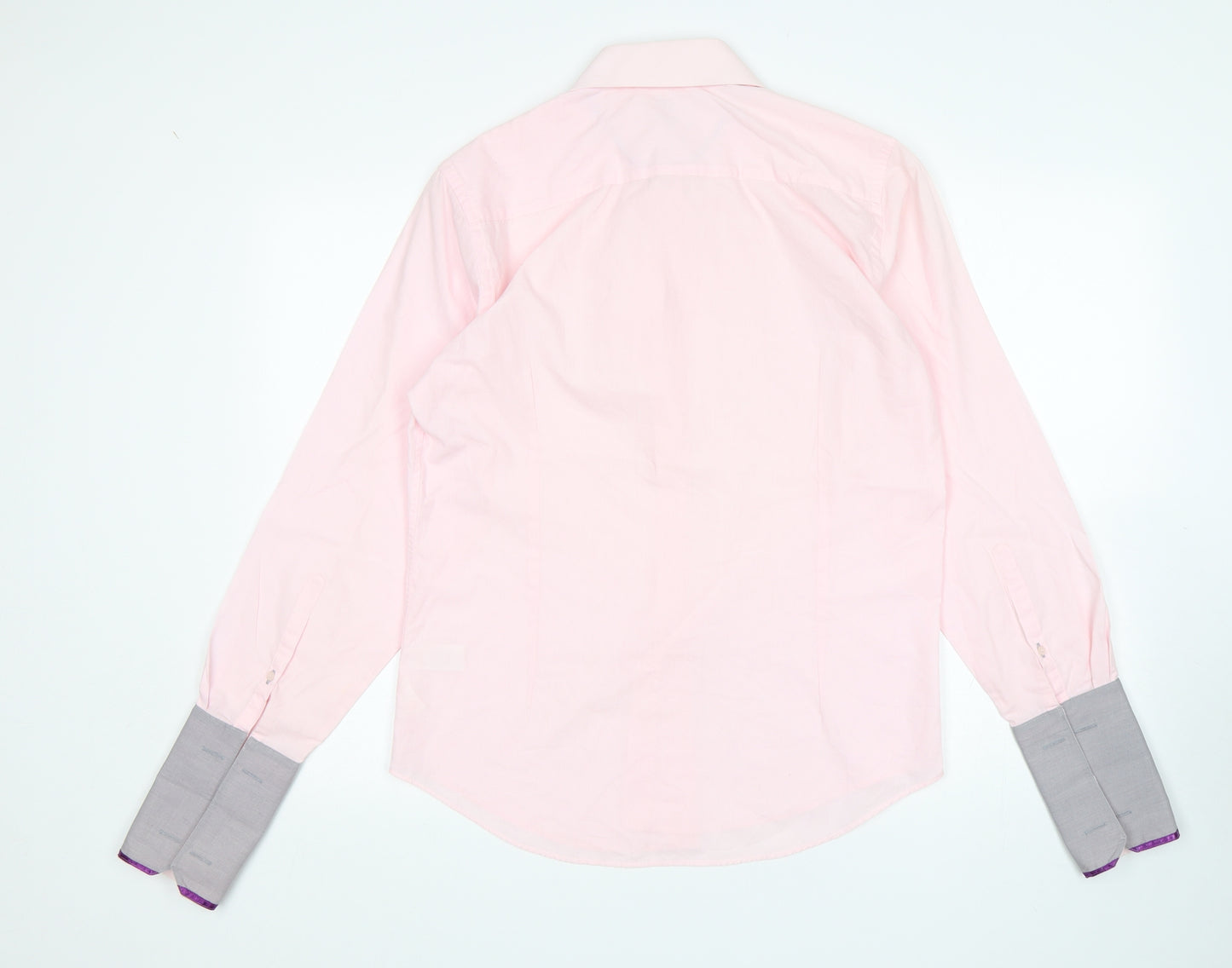 Preworn Mens Pink  Polyester  Dress Shirt Size M Collared