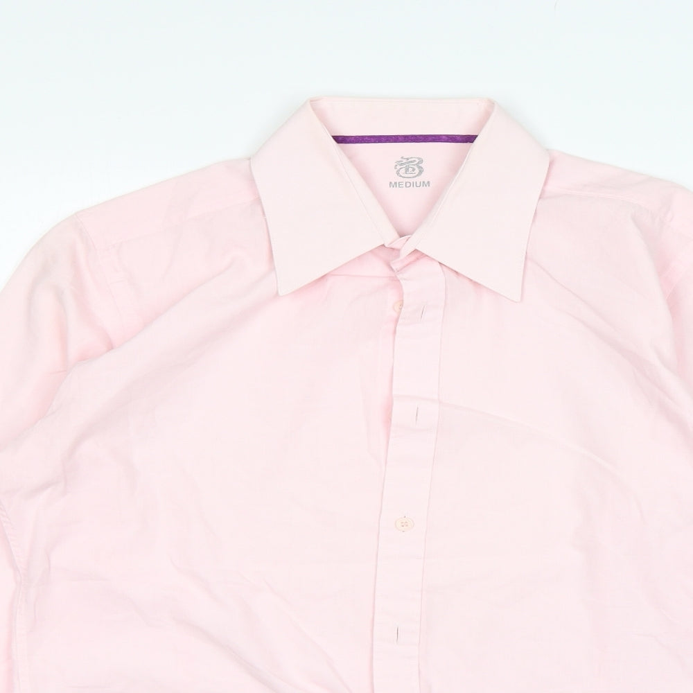 Preworn Mens Pink  Polyester  Dress Shirt Size M Collared