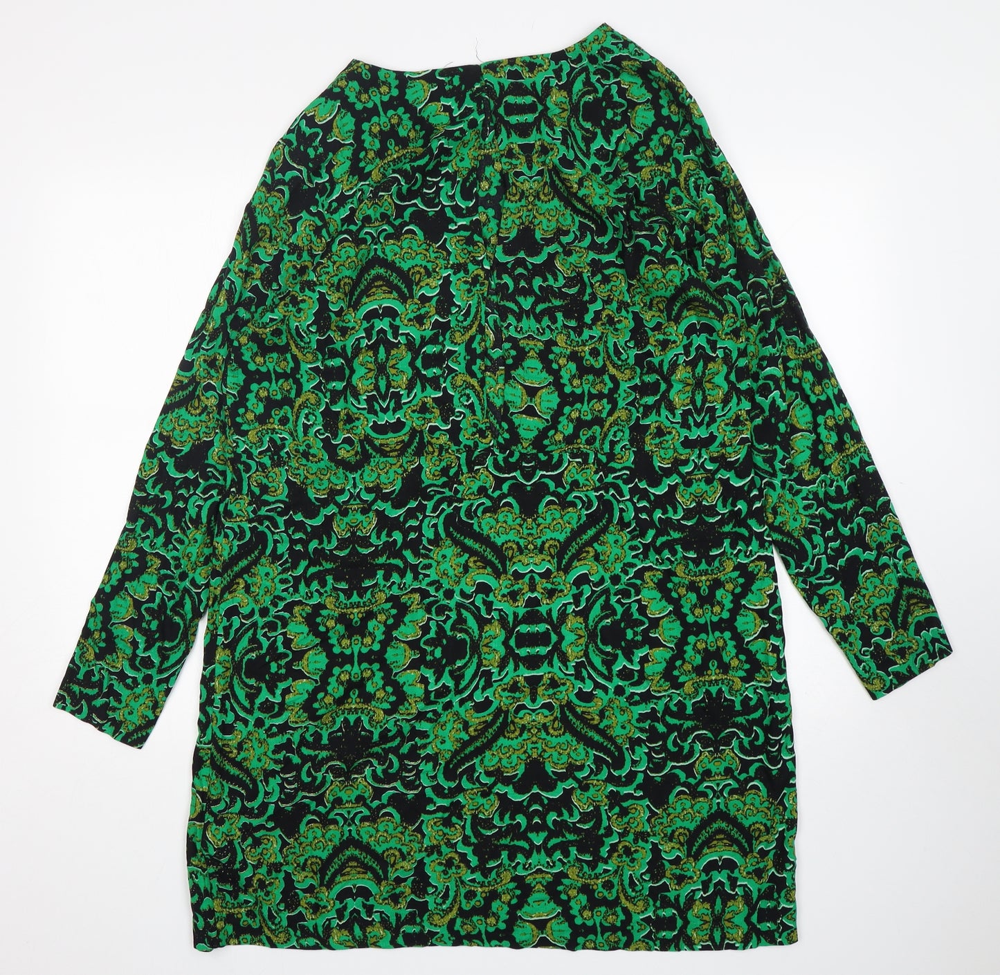 H&M Womens Multicoloured Batik Viscose A-Line  Size 14  Round Neck
